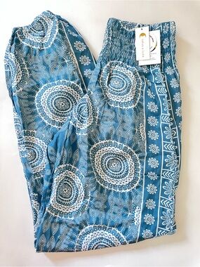 Aguadilla Teal Mandala Jogger Harem Pants